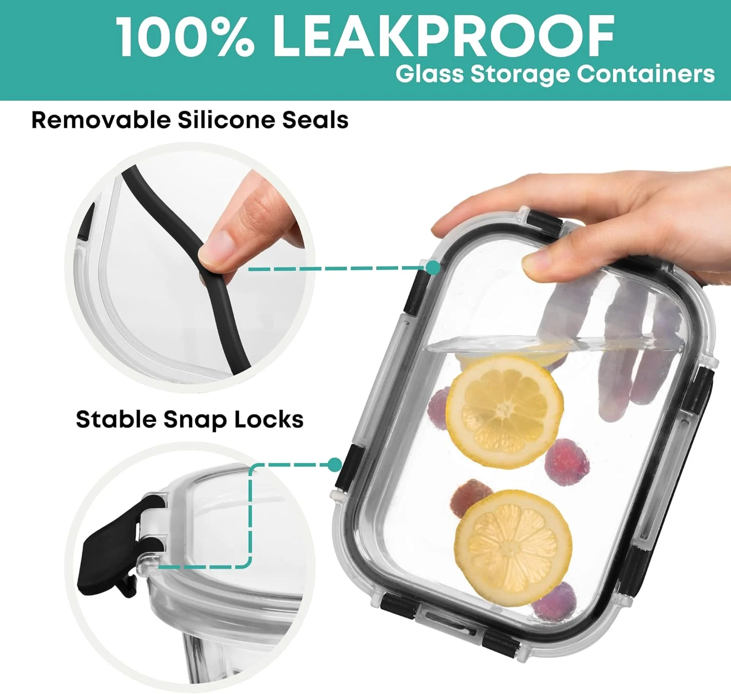 Special Discounted Price:Razab 30 PC Glass Food Storage Containers with Lids – Reusable Glass Meal Prep Containers for Lunch and Leftovers – Airtight & Leakproof Snap Locking Lids – Oven, Freezer, Microwave, Dishwasher Safe - Image 7