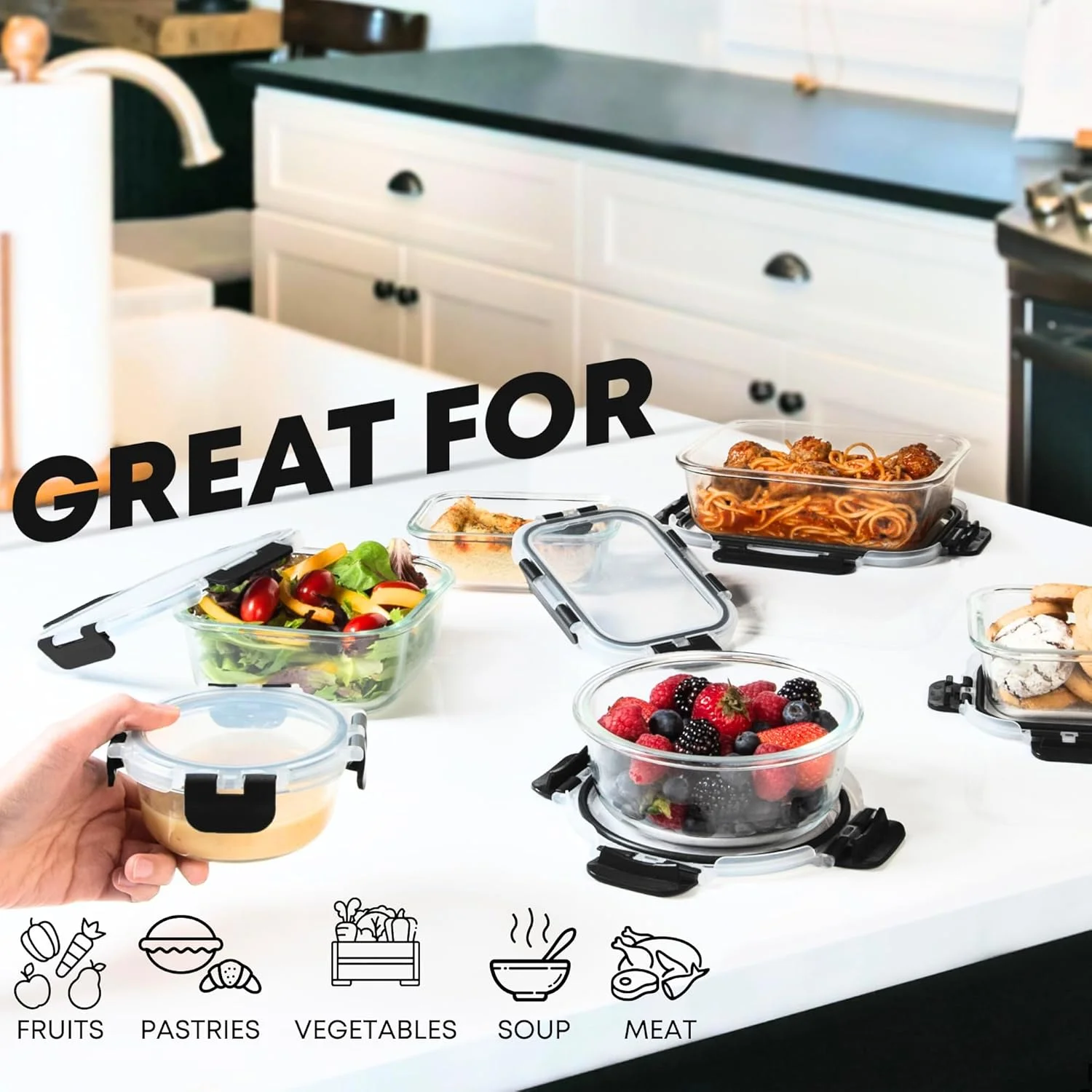 Special Discounted Price:Razab 30 PC Glass Food Storage Containers with Lids – Reusable Glass Meal Prep Containers for Lunch and Leftovers – Airtight & Leakproof Snap Locking Lids – Oven, Freezer, Microwave, Dishwasher Safe - Image 9