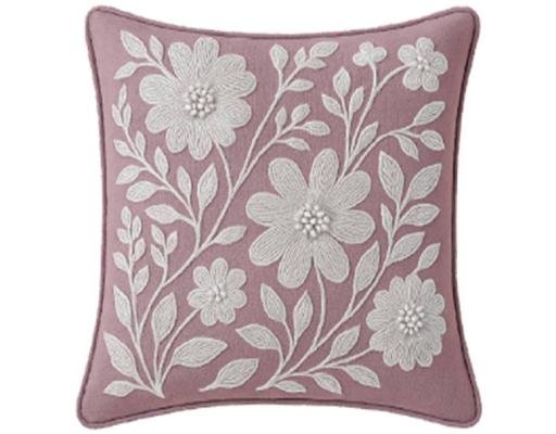 Letgo RAYA26 Embroided Cushion Mauve Bloom
