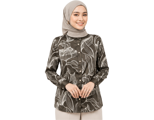 Puteri Satin Printed Blouse