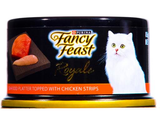 Fancy Feast Royale Seafood Platter Topped With Chicken Strips