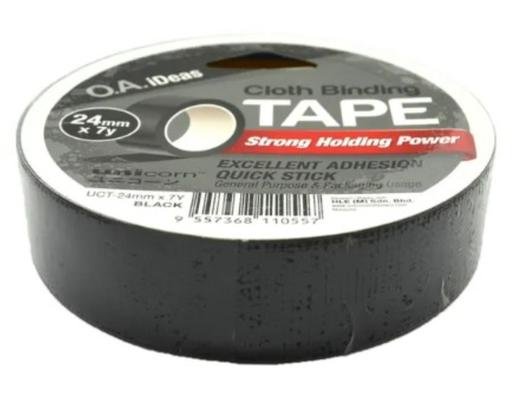 Unicorn 70Matt Cloth Tape Black (UCT-24MMX7Y)