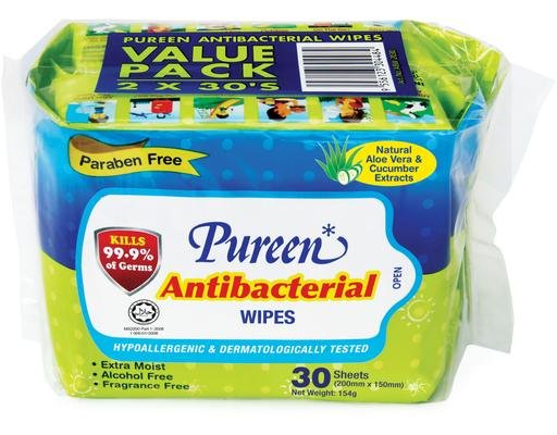 Pureen Antibacterial Wipes (Fragance Free) ABW2030