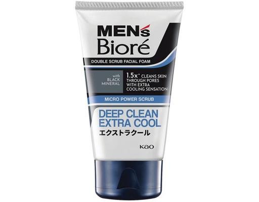 Biore Men's Double Scrub Facial Foam Deep Clean Extra Cool
